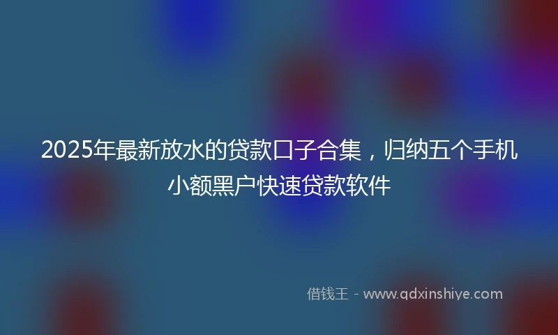 2025年最新放水的贷款口子合集，归纳五个手机小额黑户快速贷款软件