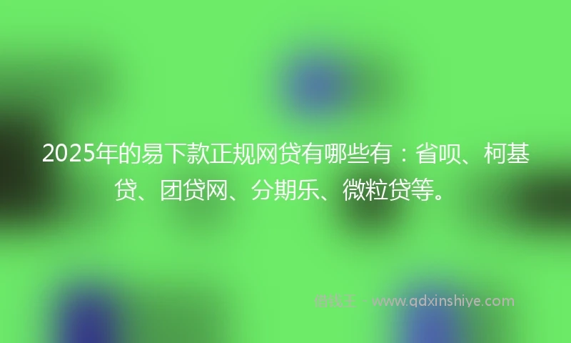 2025年的易下款正规网贷有哪些有：省呗、柯基贷、团贷网、分期乐、微粒贷等。
