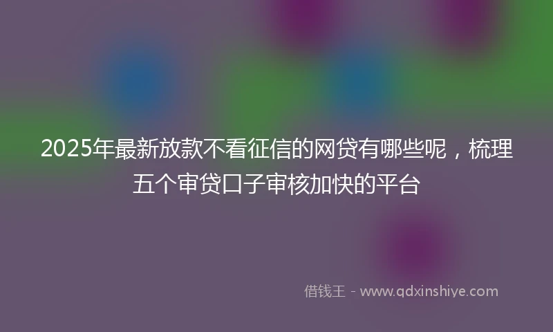 2025年最新放款不看征信的网贷有哪些呢，梳理五个审贷口子审核加快的平台