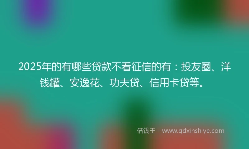2025年的有哪些贷款不看征信的有：投友圈、洋钱罐、安逸花、功夫贷、信用卡贷等。
