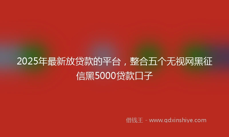 2025年最新放贷款的平台，整合五个无视网黑征信黑5000贷款口子