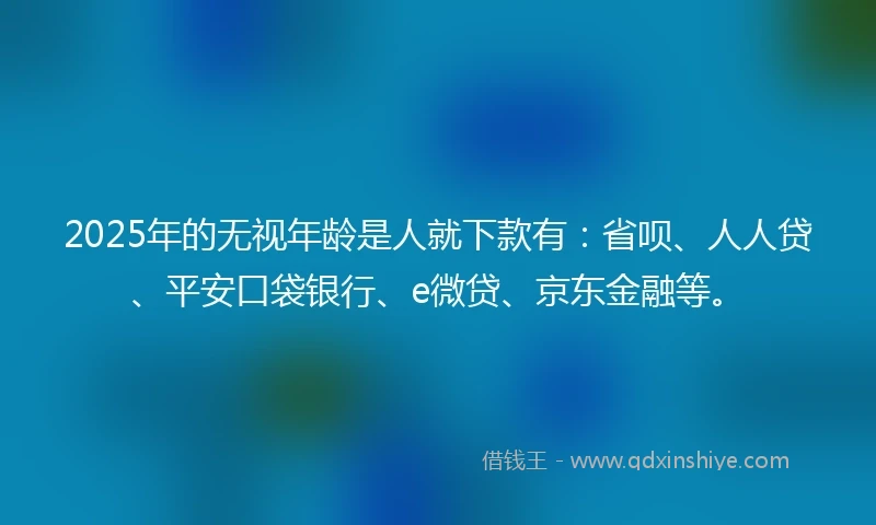 2025年的无视年龄是人就下款有：省呗、人人贷、平安口袋银行、e微贷、京东金融等。
