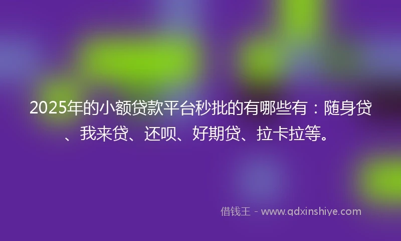 2025年的小额贷款平台秒批的有哪些有：随身贷、我来贷、还呗、好期贷、拉卡拉等。