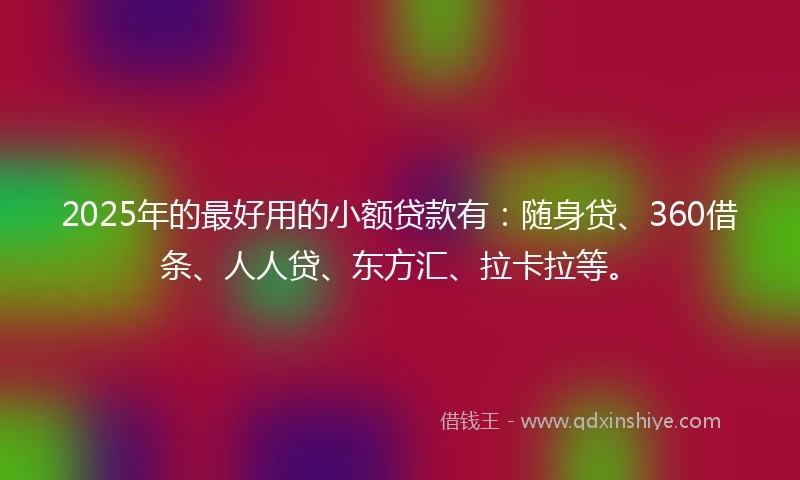 2025年的最好用的小额贷款有：随身贷、360借条、人人贷、东方汇、拉卡拉等。
