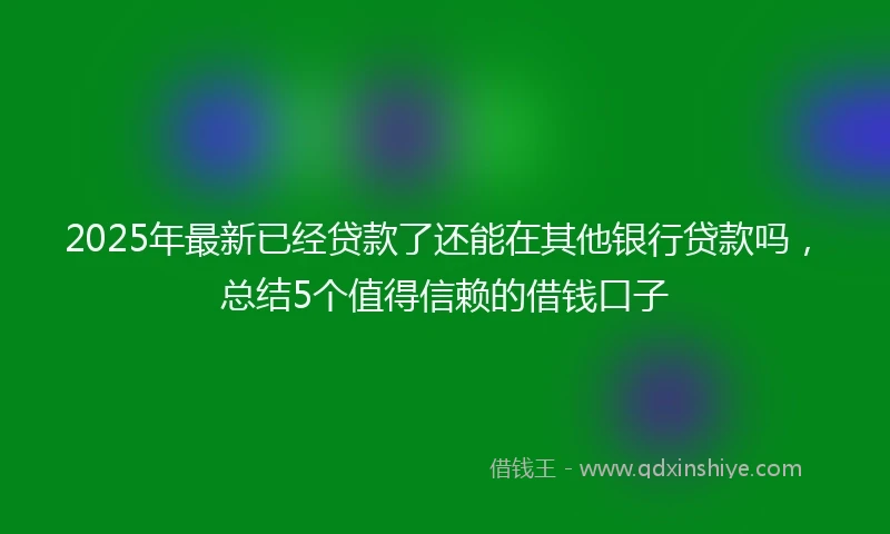 2025年最新已经贷款了还能在其他银行贷款吗，总结5个值得信赖的借钱口子
