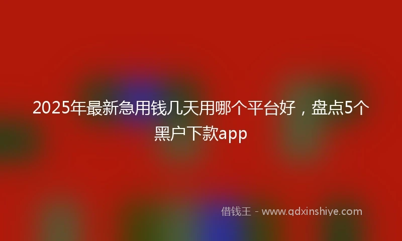 2025年最新急用钱几天用哪个平台好，盘点5个黑户下款app