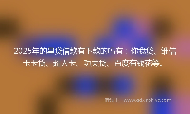 2025年的星贷借款有下款的吗有：你我贷、维信卡卡贷、超人卡、功夫贷、百度有钱花等。