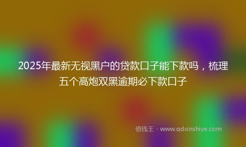 2025年最新无视黑户的贷款口子能下款吗，梳理五个高炮双黑逾期必下款口子
