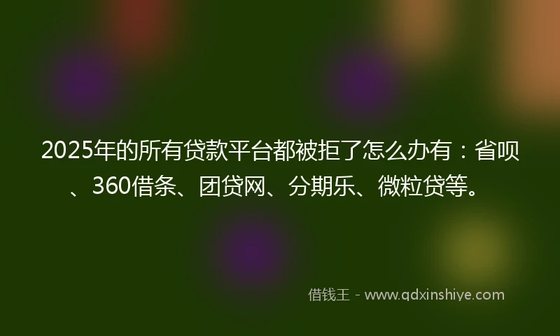2025年的所有贷款平台都被拒了怎么办有：省呗、360借条、团贷网、分期乐、微粒贷等。