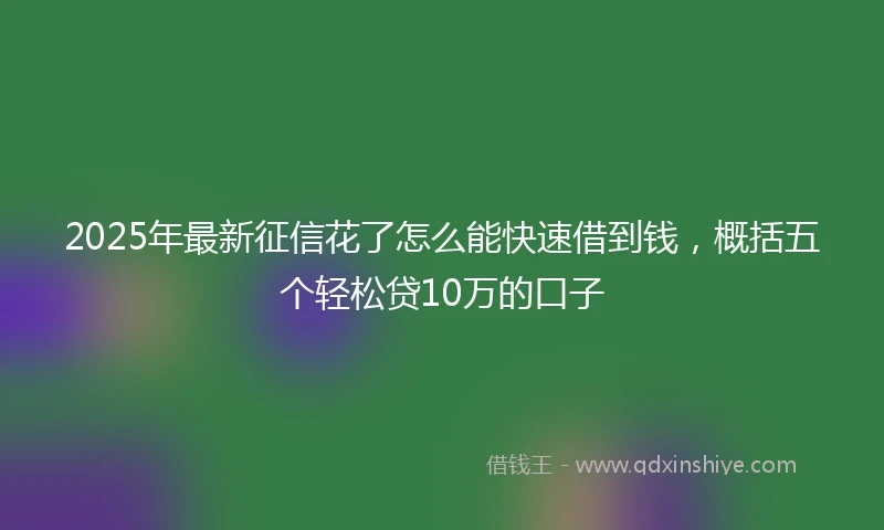 2025年最新征信花了怎么能快速借到钱，概括五个轻松贷10万的口子