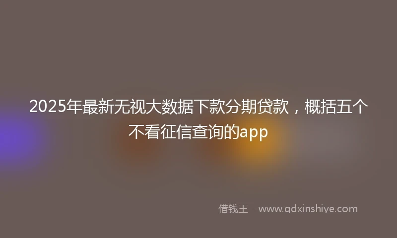 2025年最新无视大数据下款分期贷款，概括五个不看征信查询的app