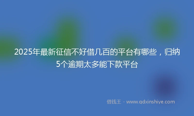 2025年最新征信不好借几百的平台有哪些，归纳5个逾期太多能下款平台