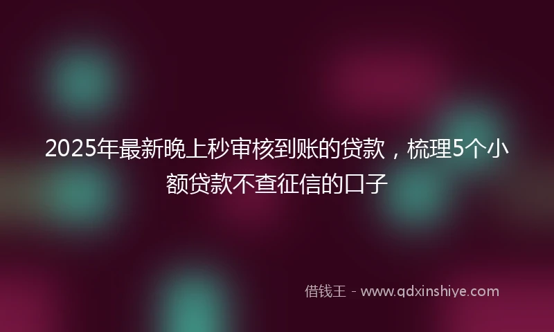 2025年最新晚上秒审核到账的贷款，梳理5个小额贷款不查征信的口子