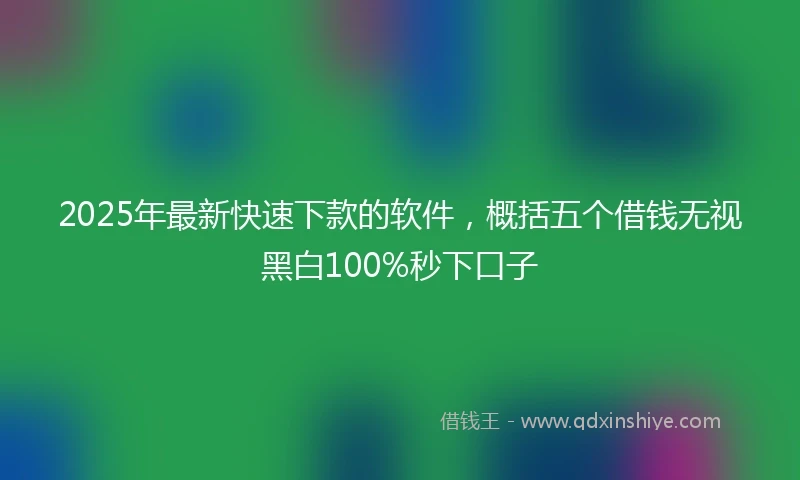 2025年最新快速下款的软件，概括五个借钱无视黑白100%秒下口子