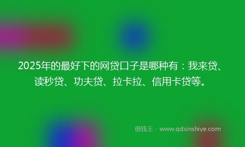 2025年的最好下的网贷口子是哪种有：我来贷、读秒贷、功夫贷、拉卡拉、信用卡贷等。