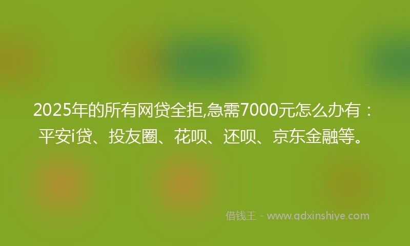 2025年的所有网贷全拒,急需7000元怎么办有：平安i贷、投友圈、花呗、还呗、京东金融等。