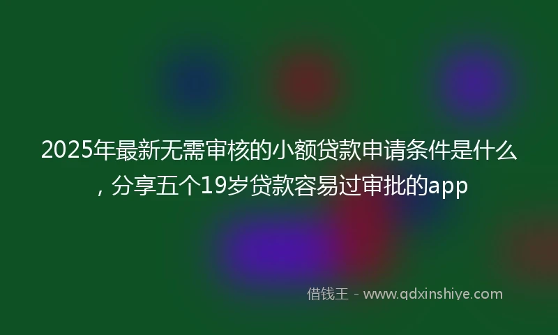 2025年最新无需审核的小额贷款申请条件是什么，分享五个19岁贷款容易过审批的app