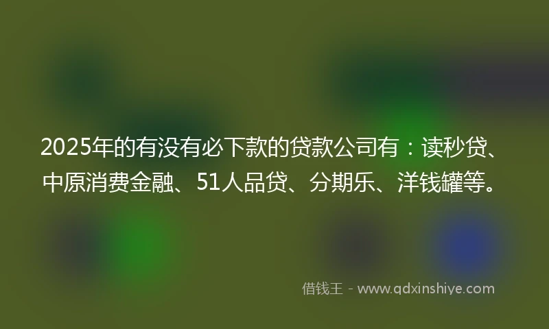 2025年的有没有必下款的贷款公司有：读秒贷、中原消费金融、51人品贷、分期乐、洋钱罐等。