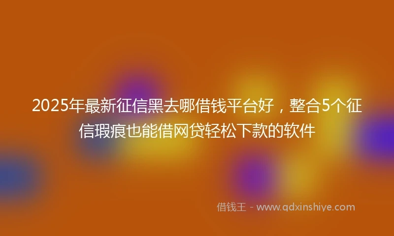 2025年最新征信黑去哪借钱平台好，整合5个征信瑕疵也能借网贷轻松下款的软件