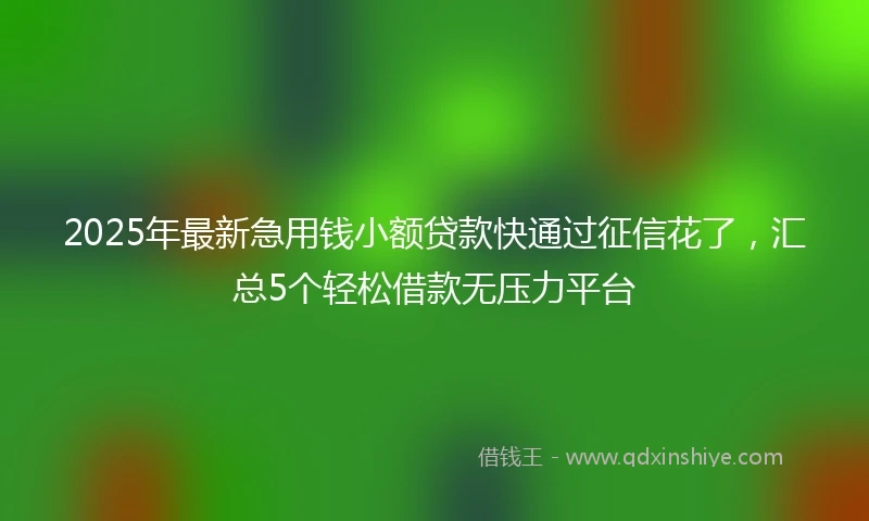 2025年最新急用钱小额贷款快通过征信花了，汇总5个轻松借款无压力平台