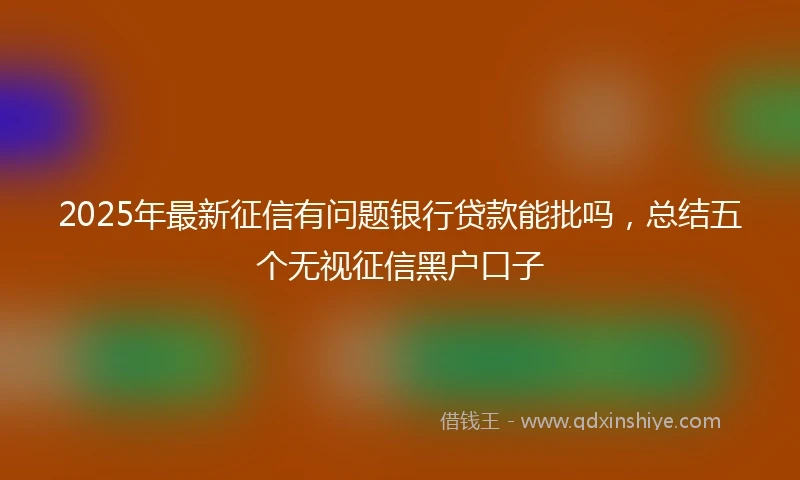 2025年最新征信有问题银行贷款能批吗，总结五个无视征信黑户口子