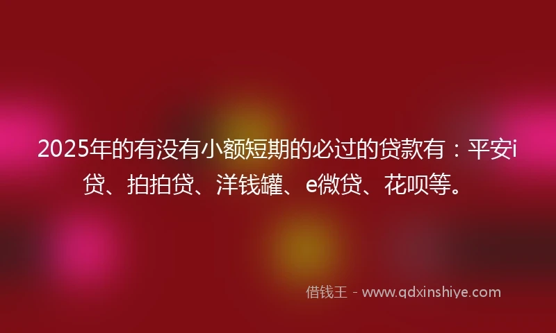 2025年的有没有小额短期的必过的贷款有：平安i贷、拍拍贷、洋钱罐、e微贷、花呗等。