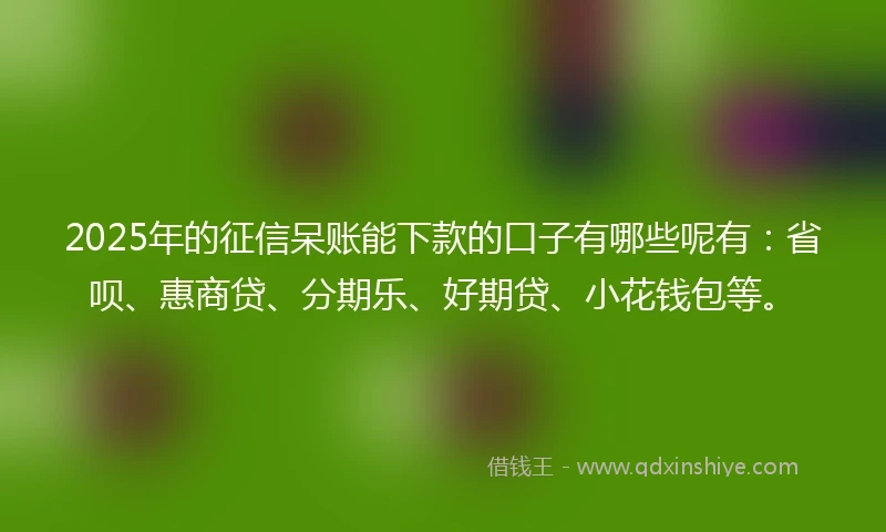 2025年的征信呆账能下款的口子有哪些呢有：省呗、惠商贷、分期乐、好期贷、小花钱包等。
