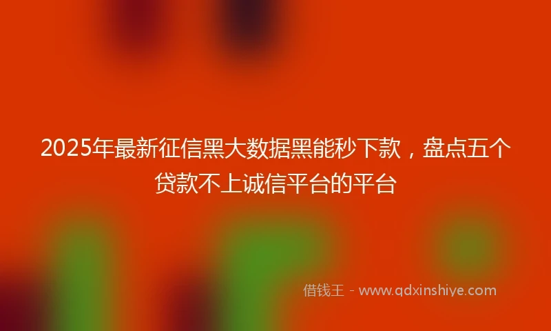 2025年最新征信黑大数据黑能秒下款，盘点五个贷款不上诚信平台的平台