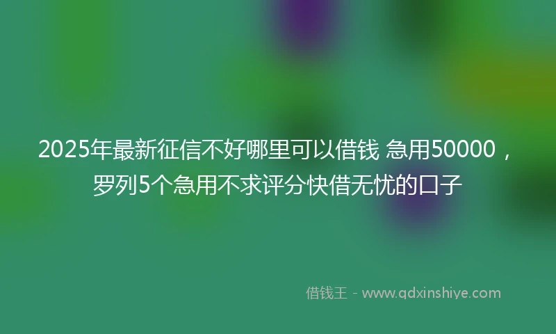 2025年最新征信不好哪里可以借钱 急用50000，罗列5个急用不求评分快借无忧的口子