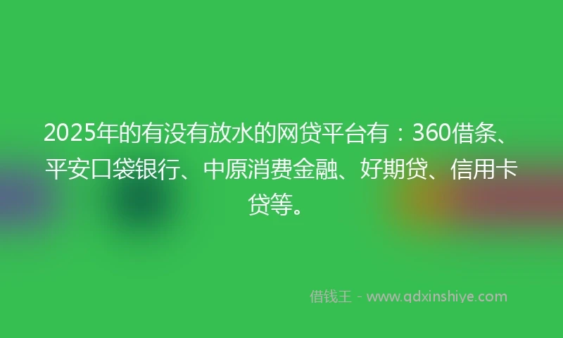 2025年的有没有放水的网贷平台有：360借条、平安口袋银行、中原消费金融、好期贷、信用卡贷等。