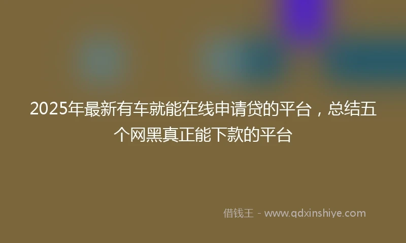 2025年最新有车就能在线申请贷的平台，总结五个网黑真正能下款的平台
