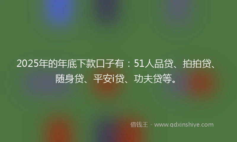2025年的年底下款口子有：51人品贷、拍拍贷、随身贷、平安i贷、功夫贷等。