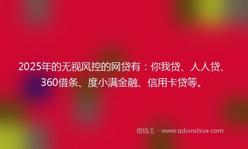 2025年的无视风控的网贷有：你我贷、人人贷、360借条、度小满金融、信用卡贷等。
