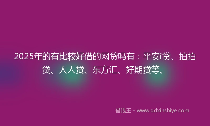 2025年的有比较好借的网贷吗有：平安i贷、拍拍贷、人人贷、东方汇、好期贷等。