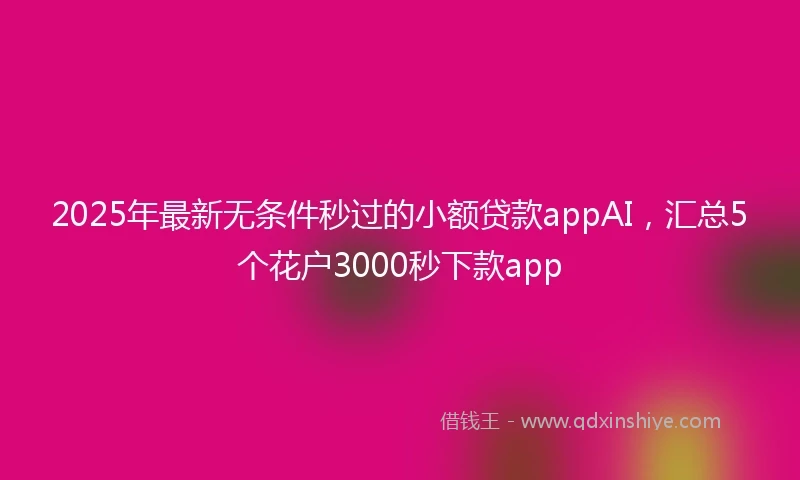 2025年最新无条件秒过的小额贷款appAI，汇总5个花户3000秒下款app