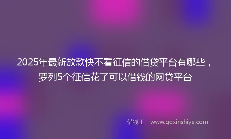 2025年最新放款快不看征信的借贷平台有哪些，罗列5个征信花了可以借钱的网贷平台