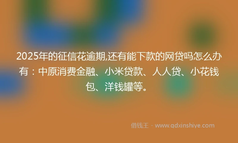 2025年的征信花逾期,还有能下款的网贷吗怎么办有：中原消费金融、小米贷款、人人贷、小花钱包、洋钱罐等。