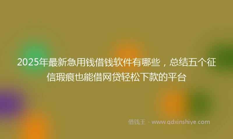 2025年最新急用钱借钱软件有哪些，总结五个征信瑕疵也能借网贷轻松下款的平台