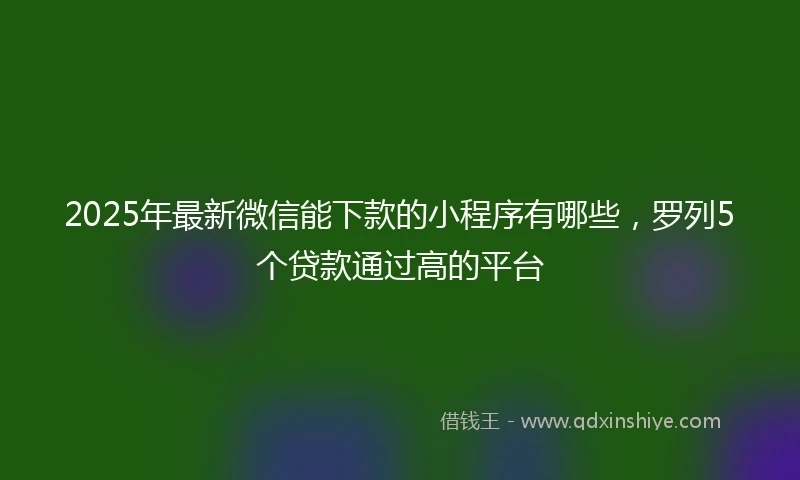 2025年最新微信能下款的小程序有哪些，罗列5个贷款通过高的平台