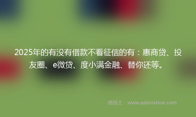 2025年的有没有借款不看征信的有：惠商贷、投友圈、e微贷、度小满金融、替你还等。