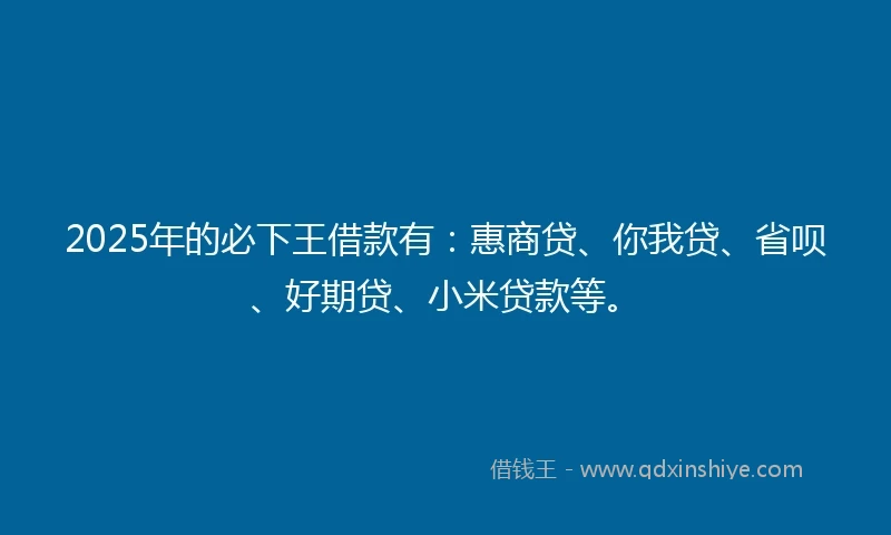 2025年的必下王借款有：惠商贷、你我贷、省呗、好期贷、小米贷款等。