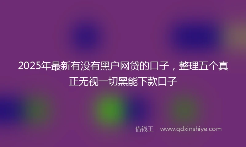 2025年最新有没有黑户网贷的口子，整理五个真正无视一切黑能下款口子