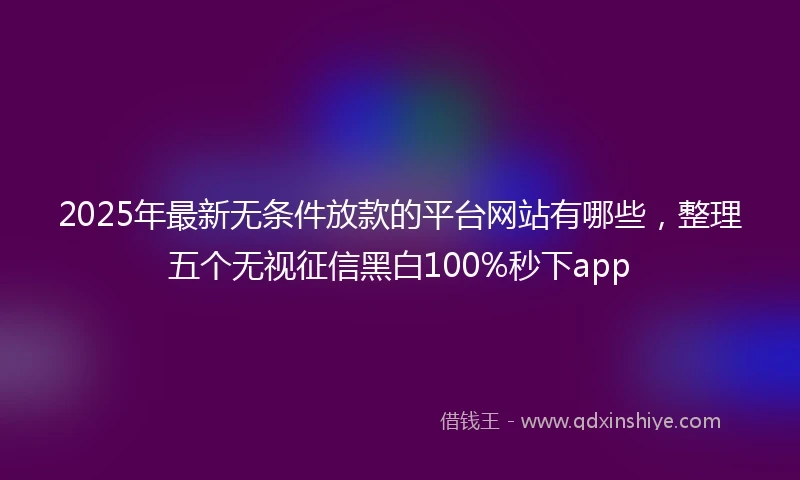2025年最新无条件放款的平台网站有哪些，整理五个无视征信黑白100%秒下app