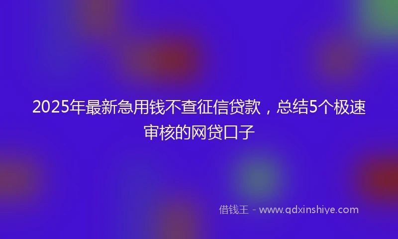 2025年最新急用钱不查征信贷款，总结5个极速审核的网贷口子