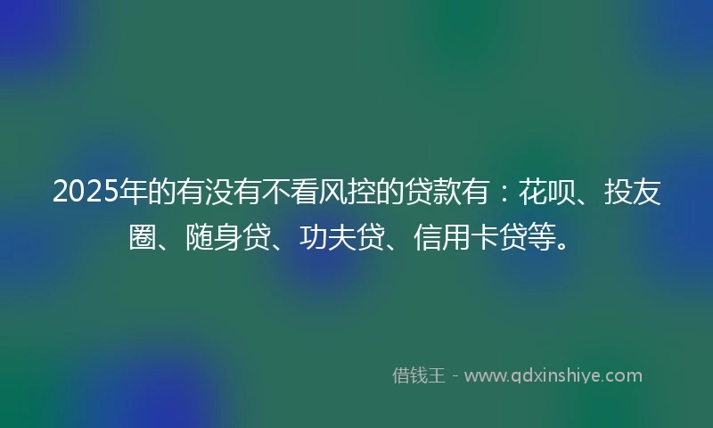 2025年的有没有不看风控的贷款有：花呗、投友圈、随身贷、功夫贷、信用卡贷等。