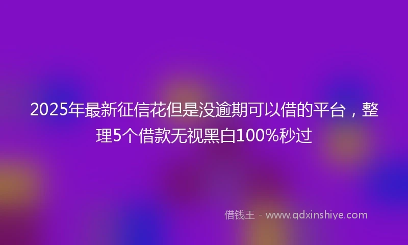 2025年最新征信花但是没逾期可以借的平台，整理5个借款无视黑白100%秒过