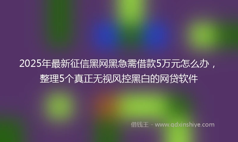 2025年最新征信黑网黑急需借款5万元怎么办，整理5个真正无视风控黑白的网贷软件