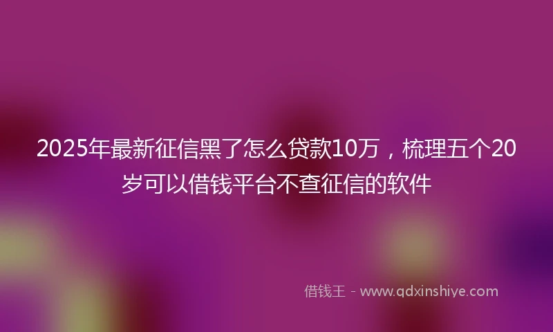 2025年最新征信黑了怎么贷款10万，梳理五个20岁可以借钱平台不查征信的软件