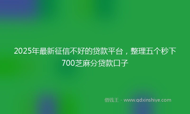 2025年最新征信不好的贷款平台，整理五个秒下700芝麻分贷款口子