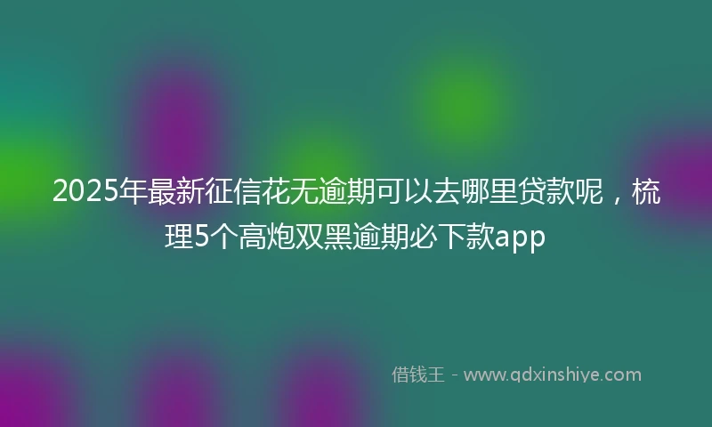 2025年最新征信花无逾期可以去哪里贷款呢，梳理5个高炮双黑逾期必下款app